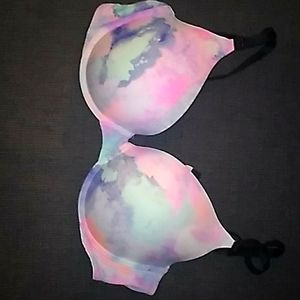 Pink victorias secret water color push up bra
